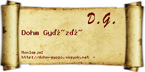Dohm Győző névjegykártya